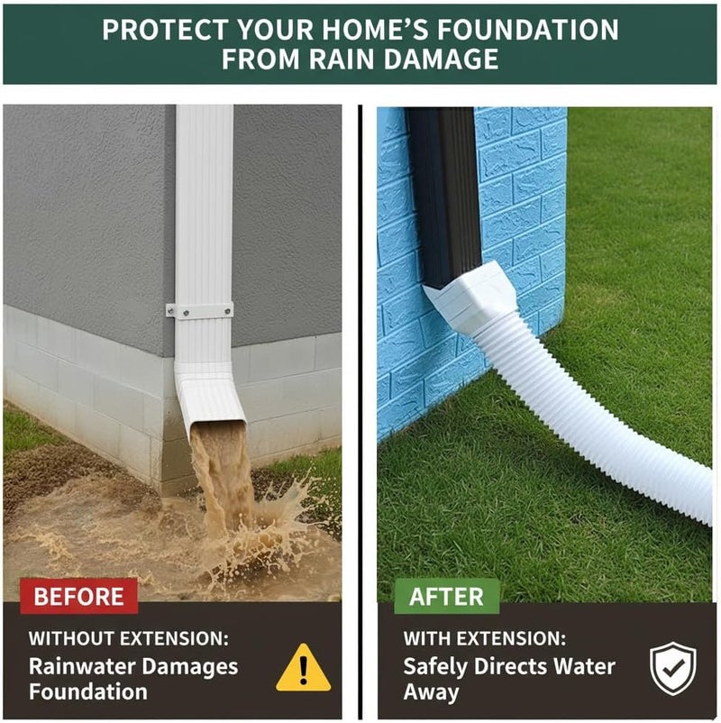 Binazon 2 Pack Rain Gutter Downspout Extensions, Flexible Downspout Extender for Rainwater Drainage, Down Spout Drain Extension Pipe, Extendable from 21 to 62 Inches (Fit 3"x 4" downspouts) - Image 3